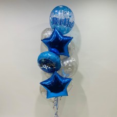 Happy Birthday Blue Bubble, Stars & 25 Prints